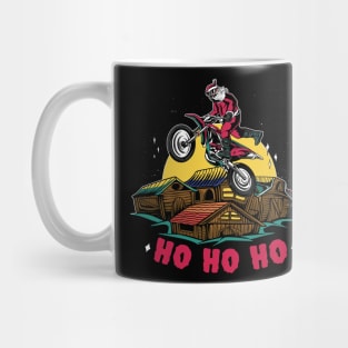 Motocross Santa Claus Making a Bike Jump Mug